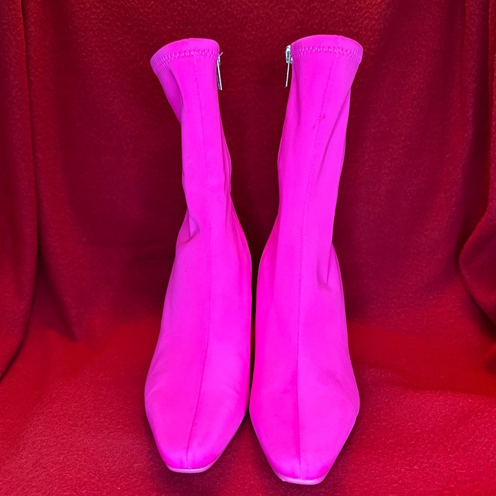 Steve Madden Vakay Hot Pink Sock Ankle Boots